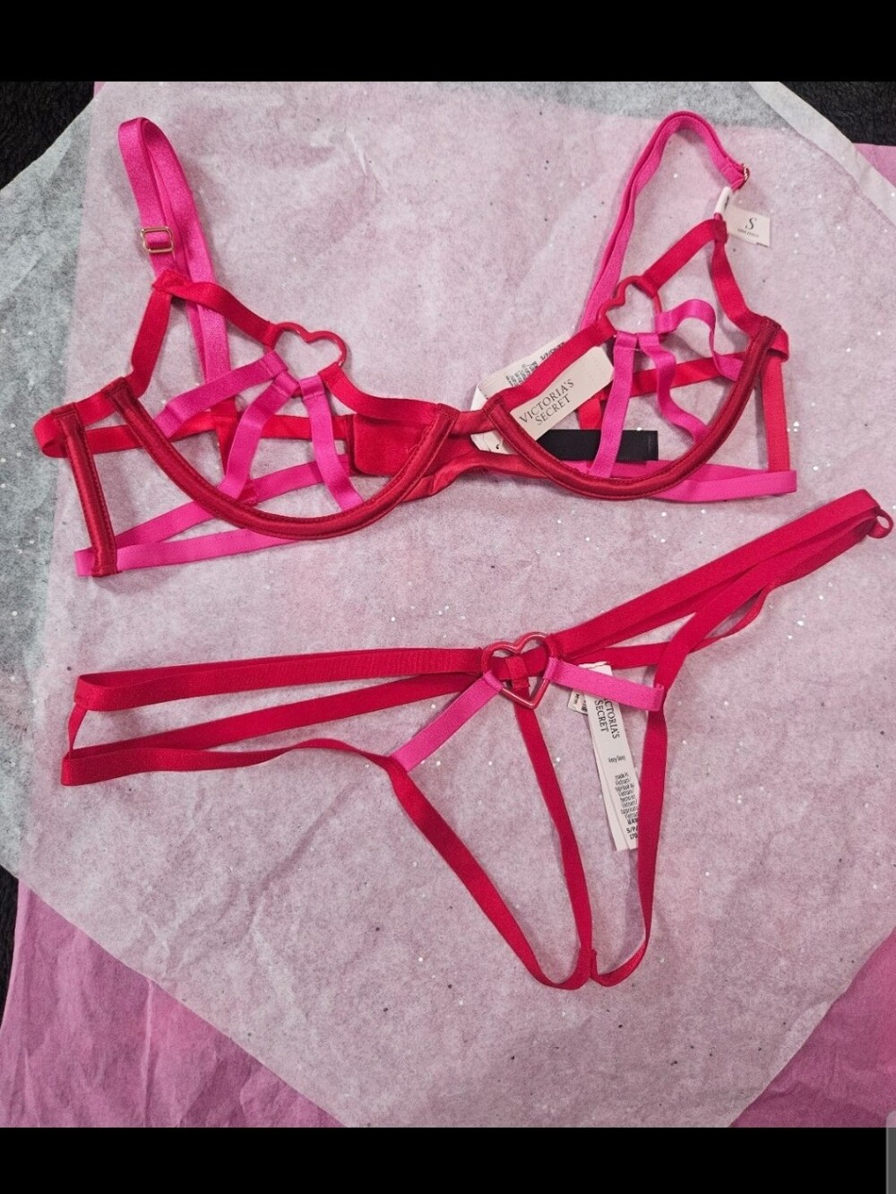 Victoria's Secret Heart Caged Unlined Set(Small)